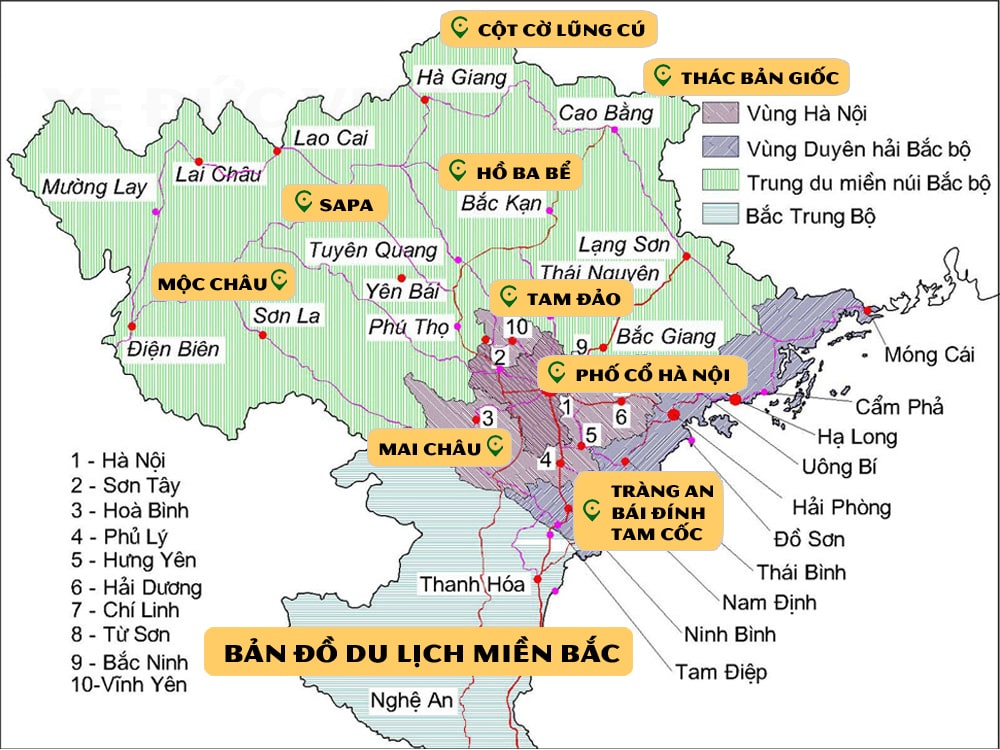 bản đồ du lịch miền bắc - Hình 2
