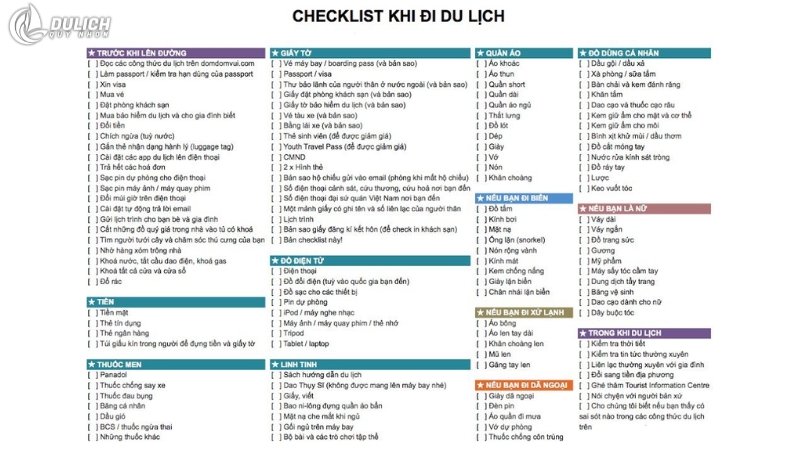checklist du lịch - Hình 1