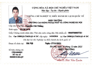 chứng chỉ điều hành du lịch