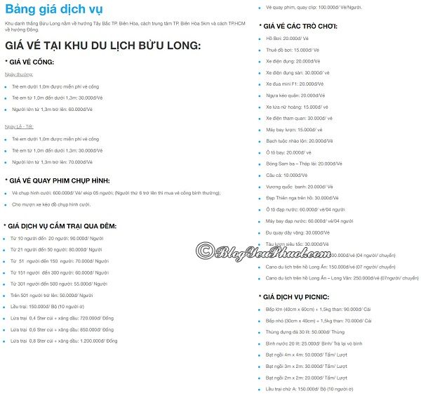 giá vé khu du lịch bửu long 2025 - Hình 2