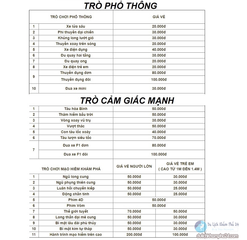 giá vé khu du lịch đại nam - Hình 5
