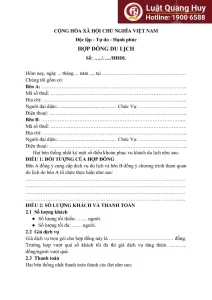 hợp đồng du lịch