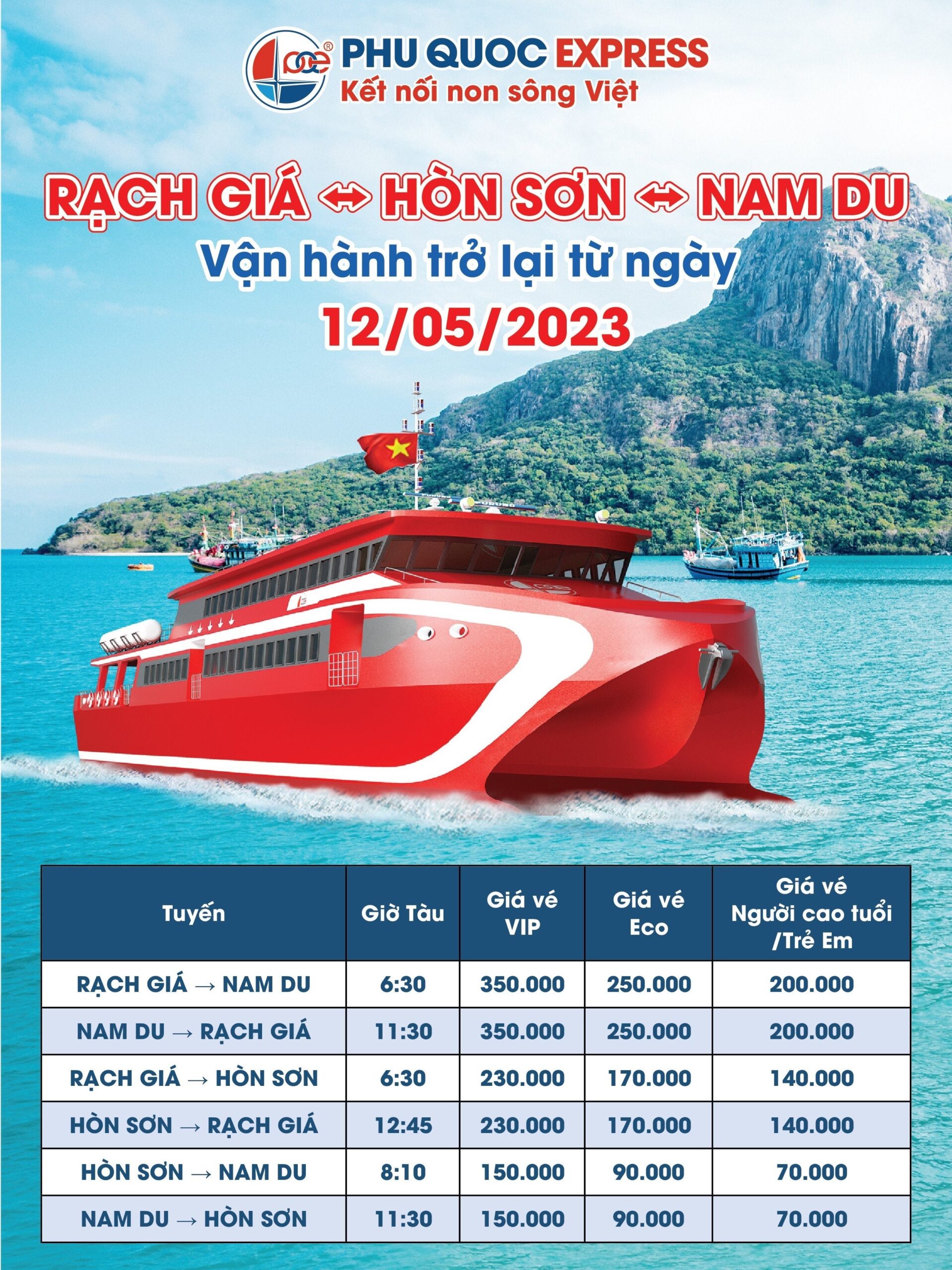 lịch tàu chạy rạch giá nam du - Hình 1