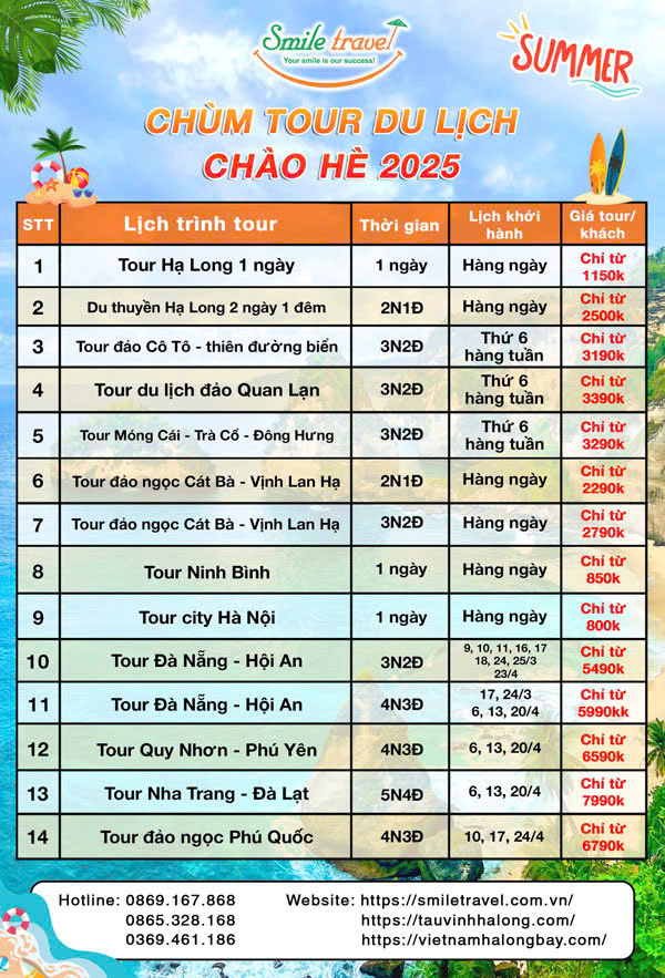 lịch trình tour du lịch - Hình 1