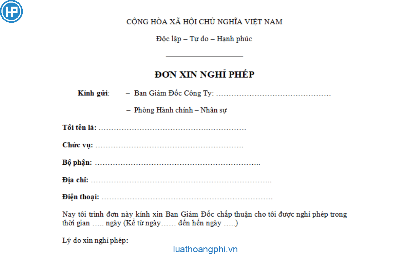 mẫu đơn xin nghỉ phép đi du lịch nước ngoài - Hình 3