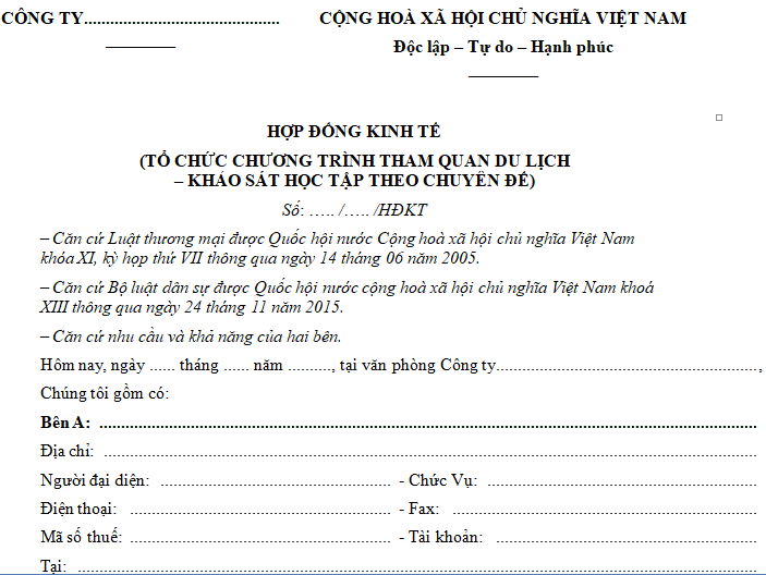 mẫu hợp đồng du lịch - Hình 3