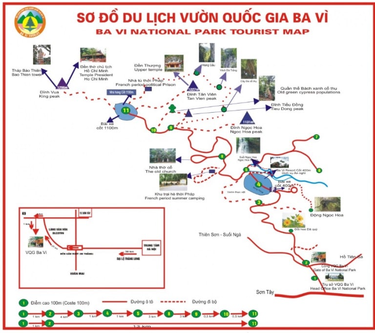 sơ đồ du lịch vườn quốc gia ba vì - Hình 1