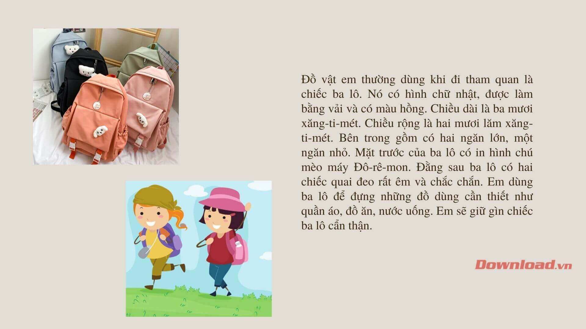 tả đồ dùng khi đi du lịch lớp 3 - Hình 1