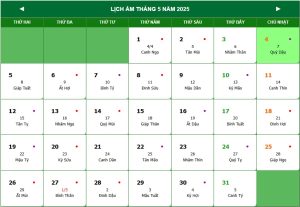 tháng 5 âm lịch đủ hay thiếu