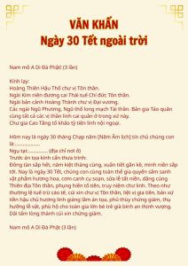 văn khấn cúng 30 tết