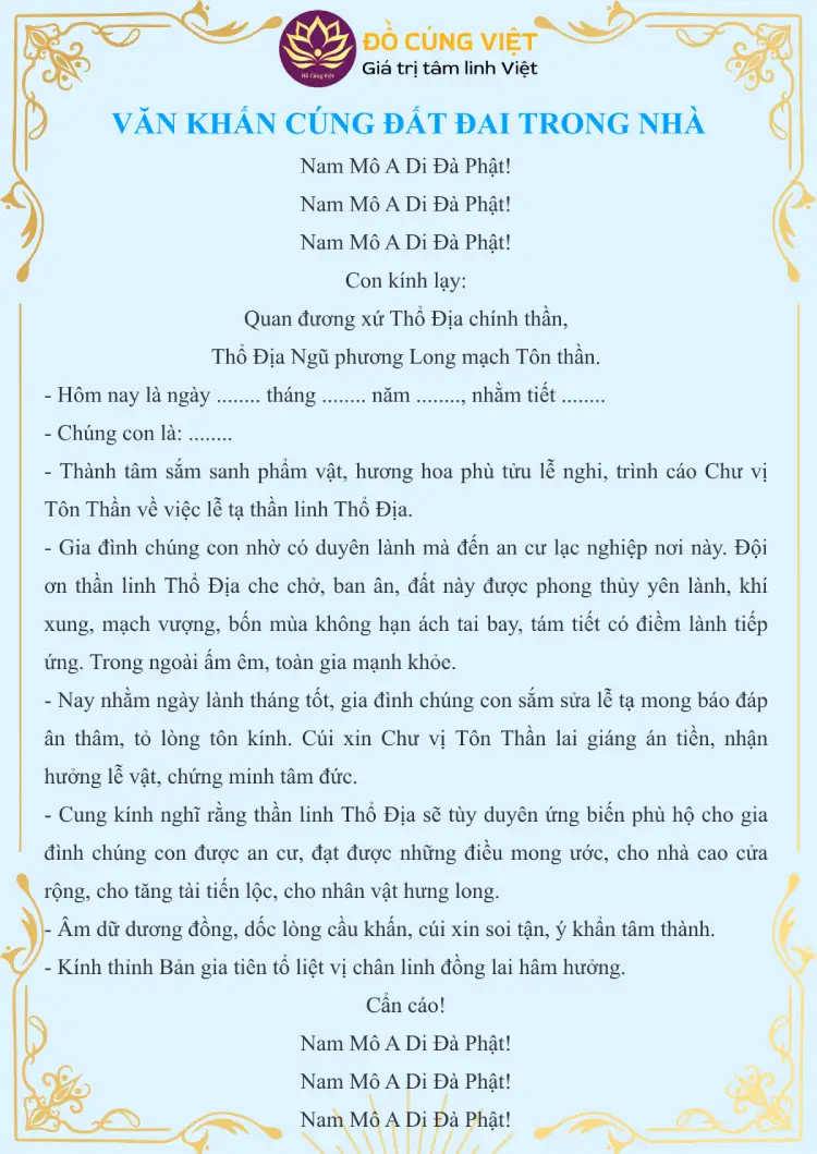 văn khấn cúng đất đai trong nhà - Hình 1