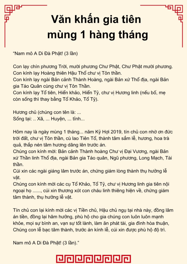 văn khấn ngày mùng 1 hàng tháng - Hình 3