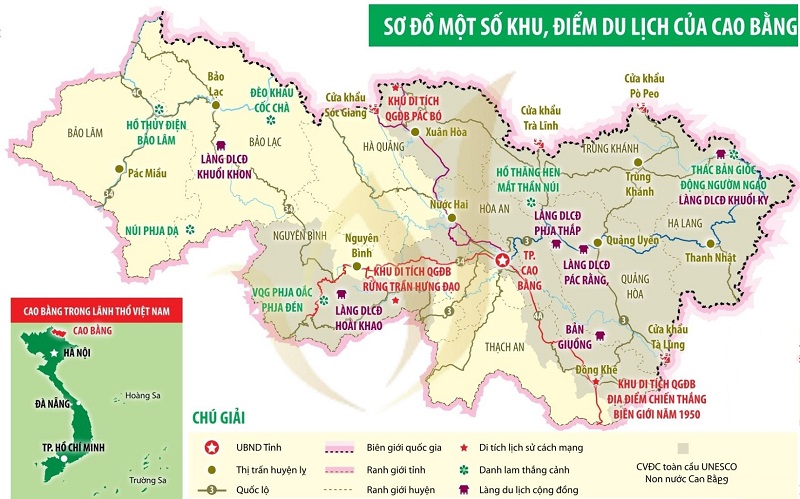 bản đồ du lịch tỉnh cao bằng - Hình 1