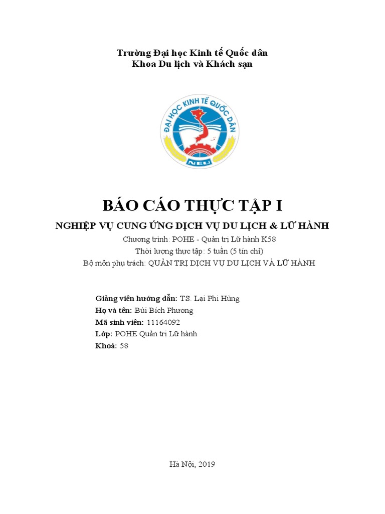báo cáo thực tập ngành du lịch - Hình 1