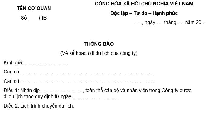 cách viết thông báo đi du lịch - Hình 5