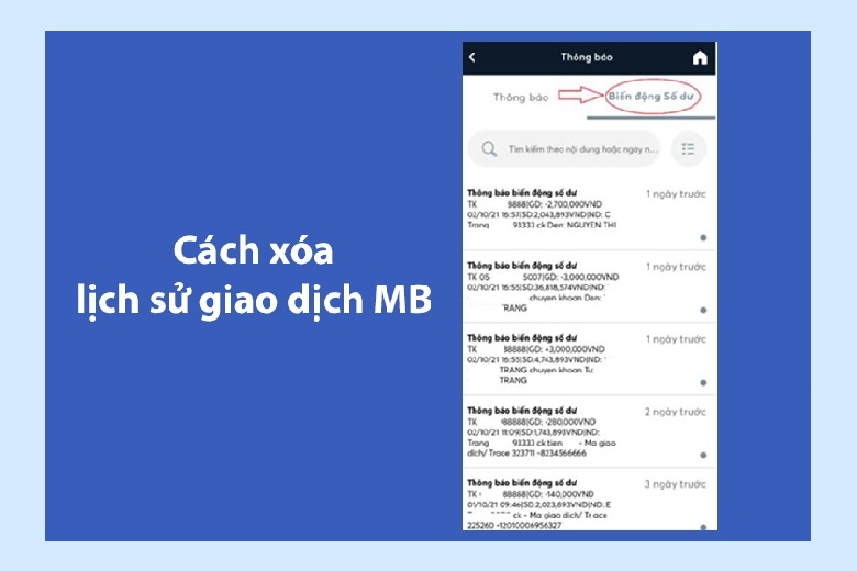 cách xoá lịch sử biến động số dư mb - Hình 1