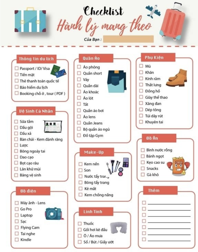 checklist đi du lịch - Hình 5