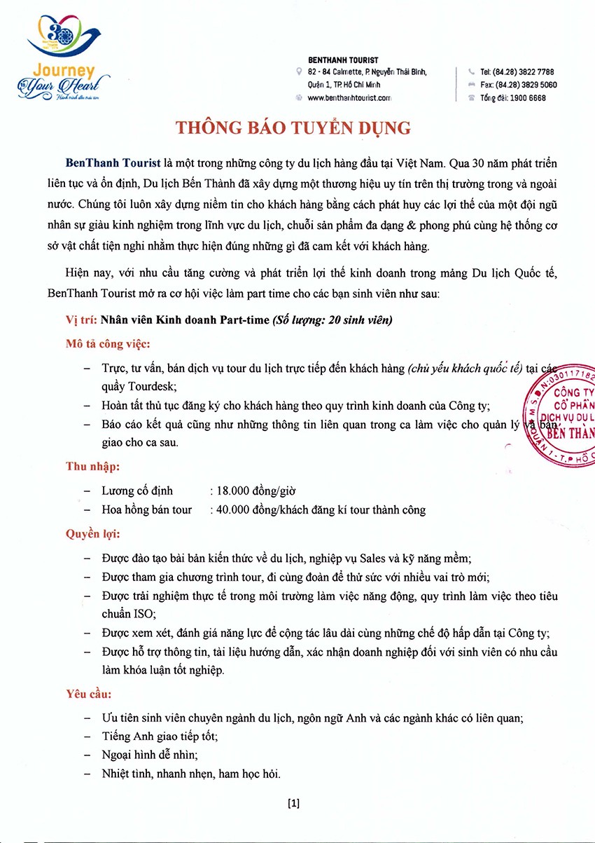 công ty du lịch tuyển dụng part-time - Hình 2
