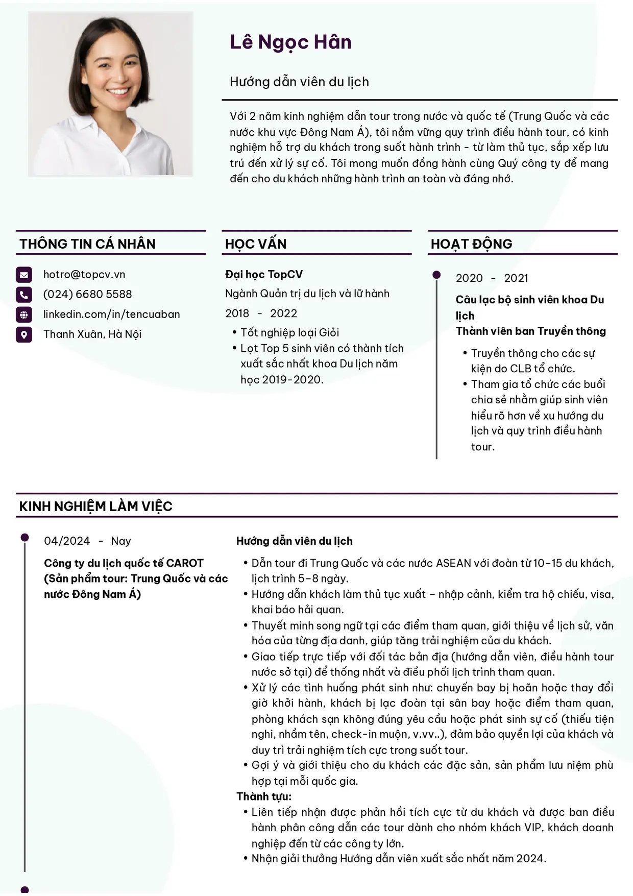 cv hướng dẫn viên du lịch - Hình 3