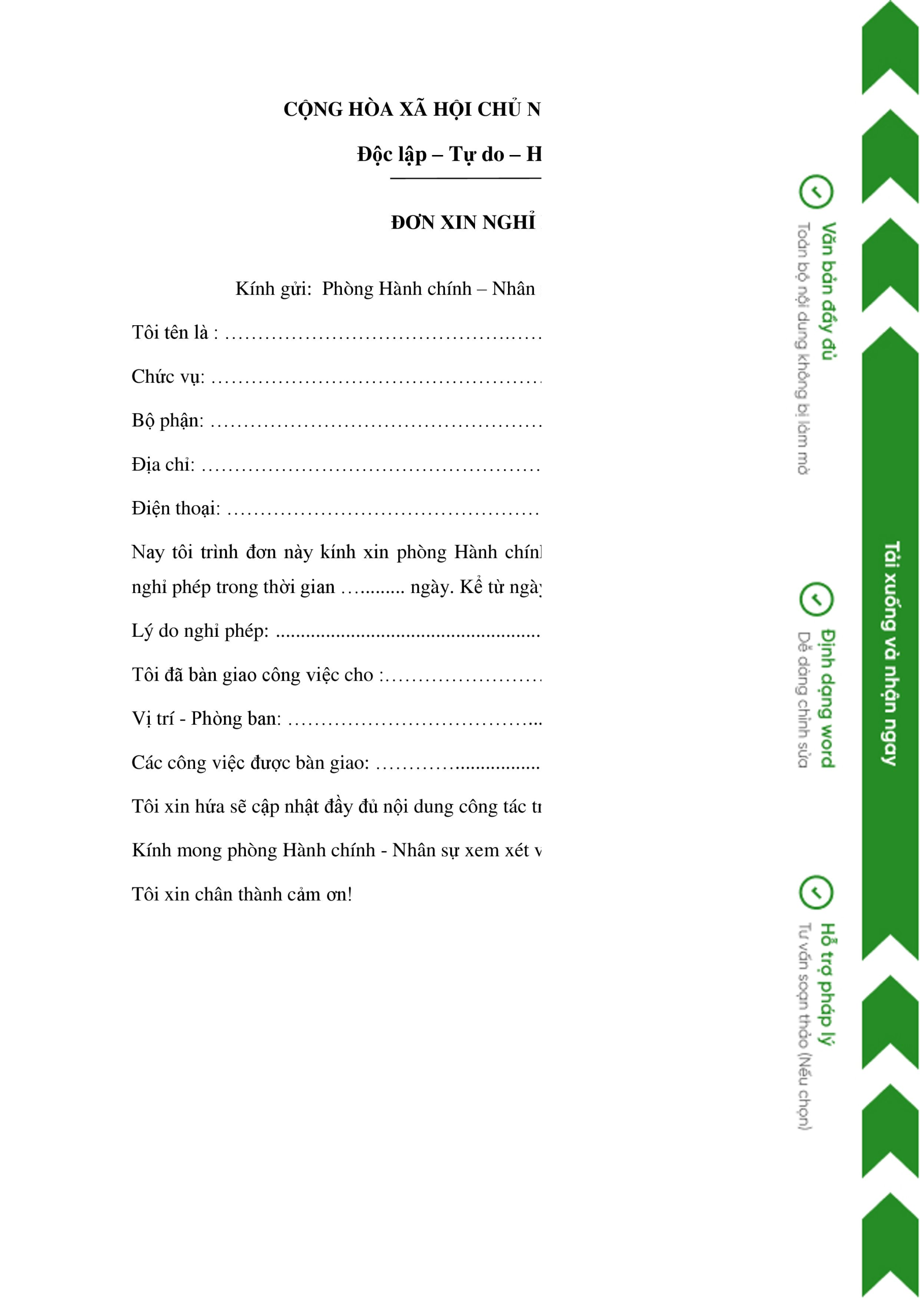 đơn xin nghỉ phép đi du lịch nước ngoài - Hình 3