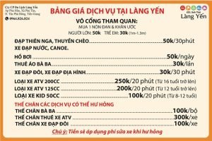 giá khu du lịch sinh thái làng yến