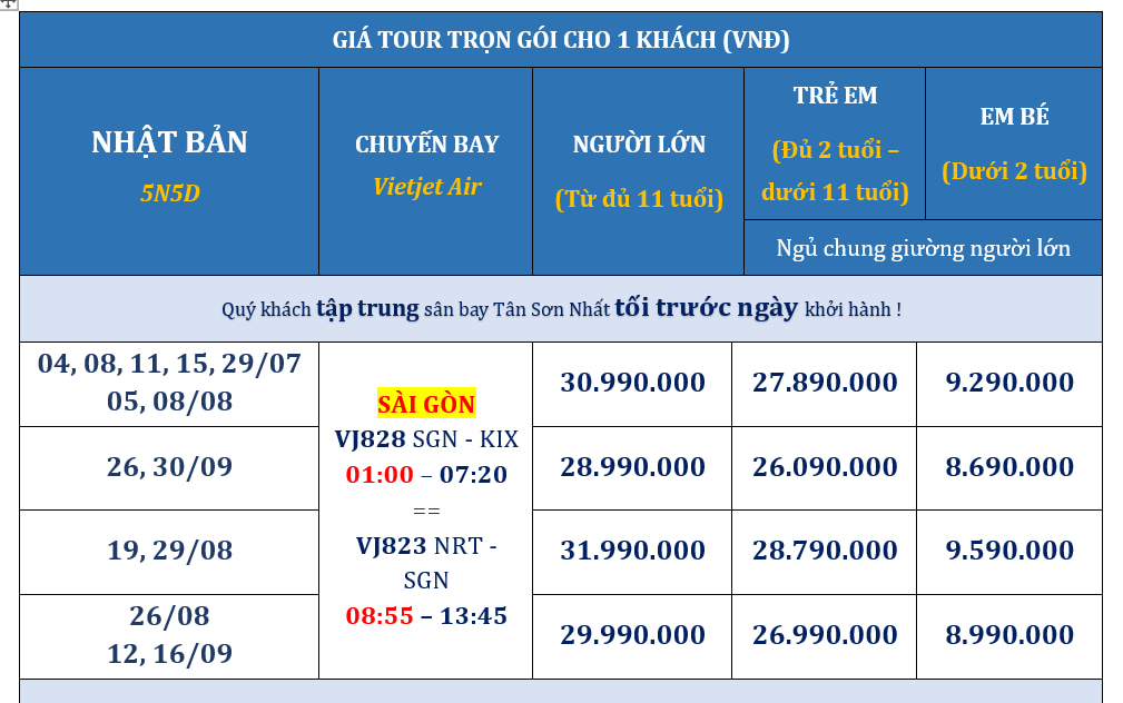giá tour du lịch nhật bản 5 ngày 4 đêm - Hình 2