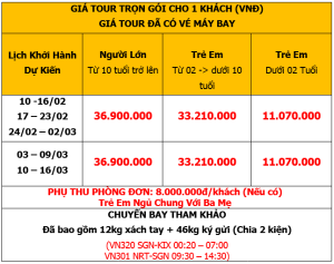 giá vé du lịch nhật bản