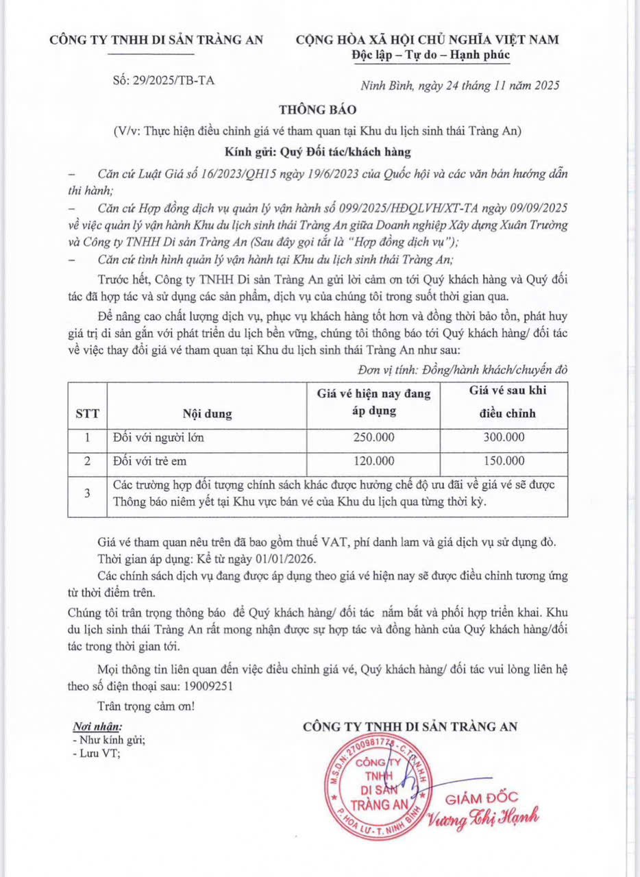 giá vé du lịch tràng an - Hình 4