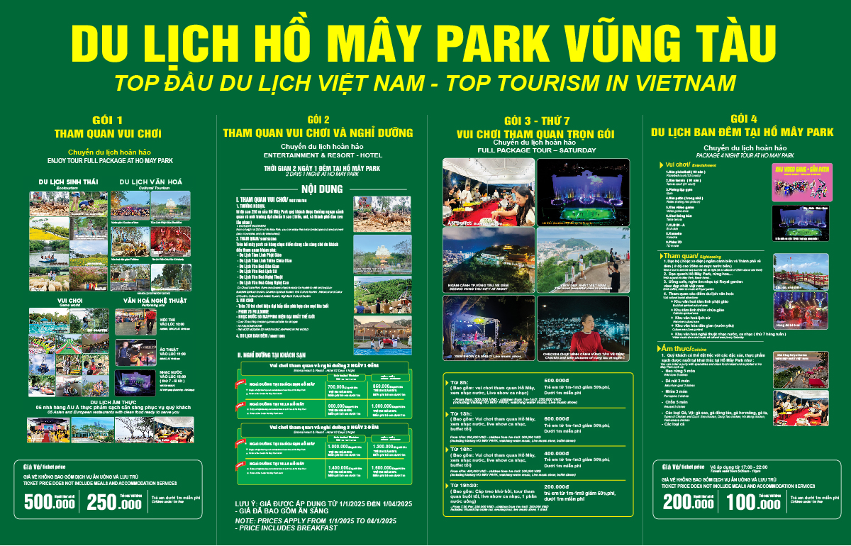 giá vé khu du lịch hồ mây - Hình 1