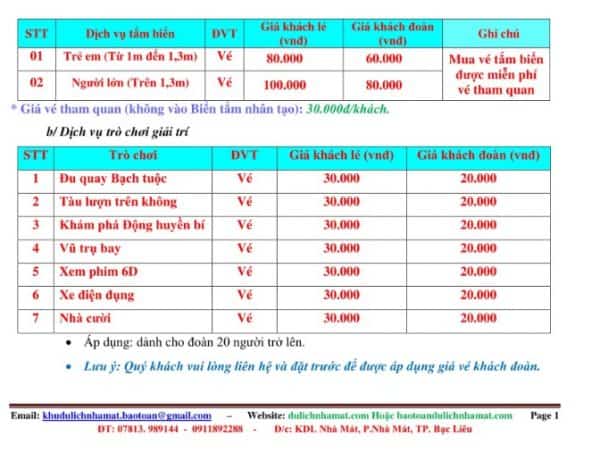 giá vé khu du lịch nhà mát bạc liêu - Hình 2
