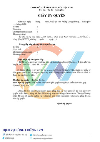 giấy uỷ quyền đi du lịch - Hình 3