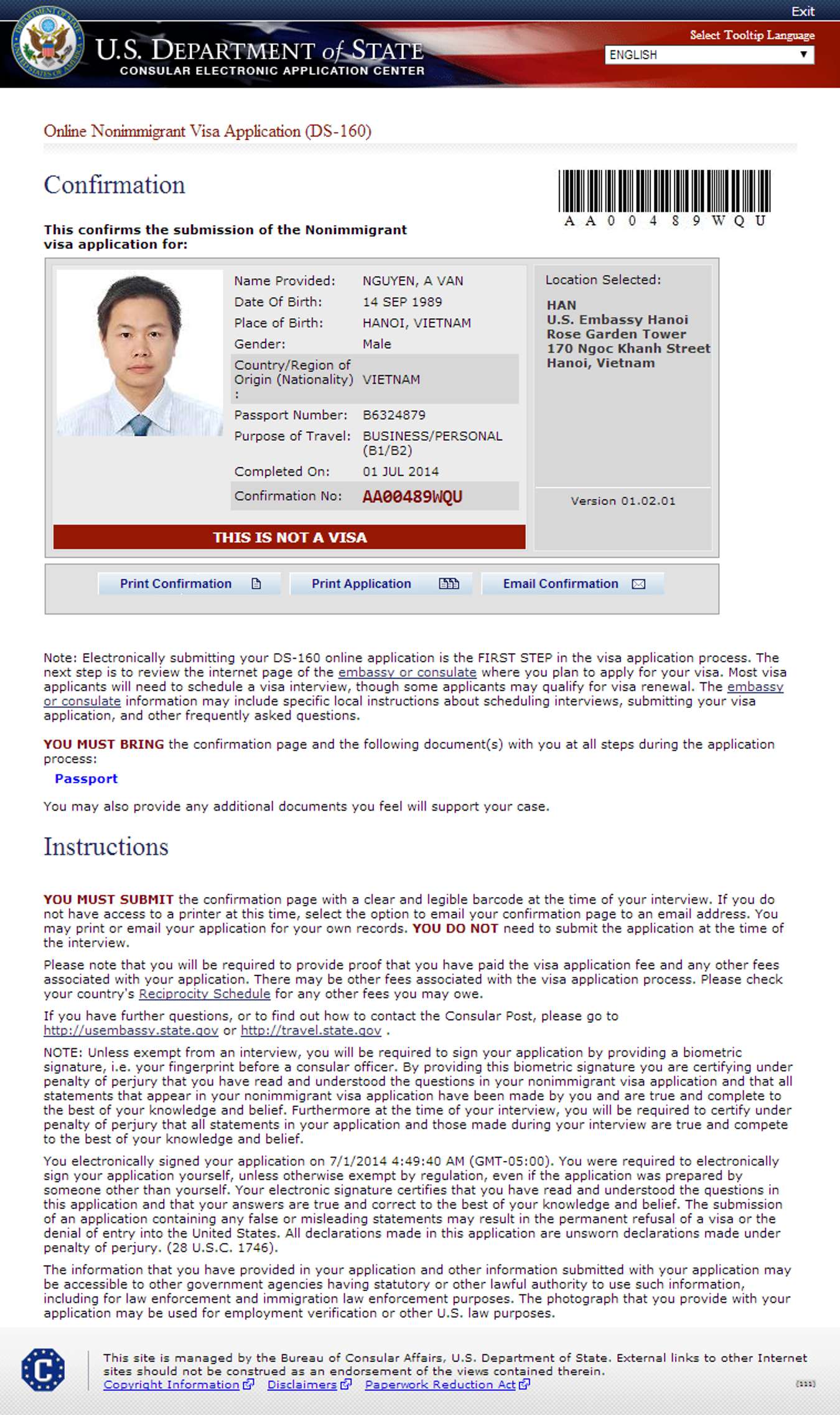 hồ sơ xin visa du lịch mỹ - Hình 3
