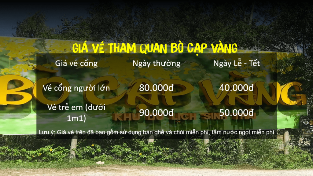khu du lịch bò cạp vàng giá vé - Hình 1
