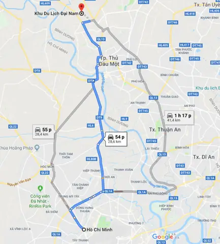 khu du lịch đại nam bao nhiều km - Hình 1