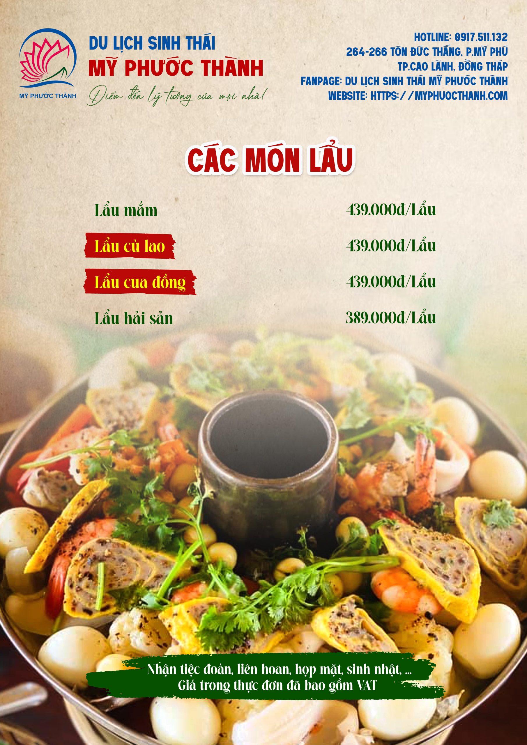 khu du lịch sinh thái mỹ phước thành thực đơn - Hình 4