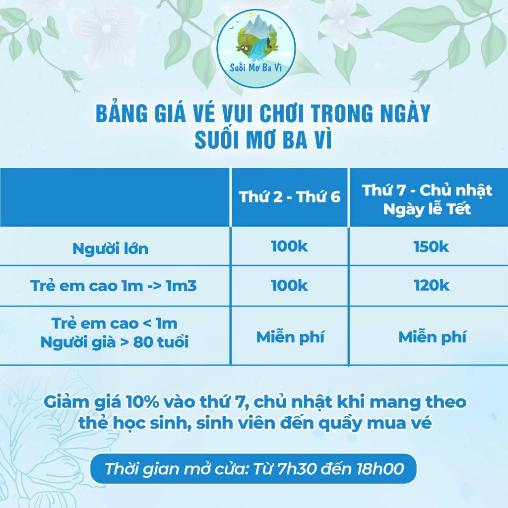 khu du lịch suối mơ giá vé - Hình 3