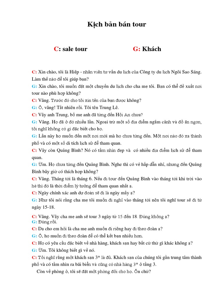kịch bản sale tour du lịch - Hình 1