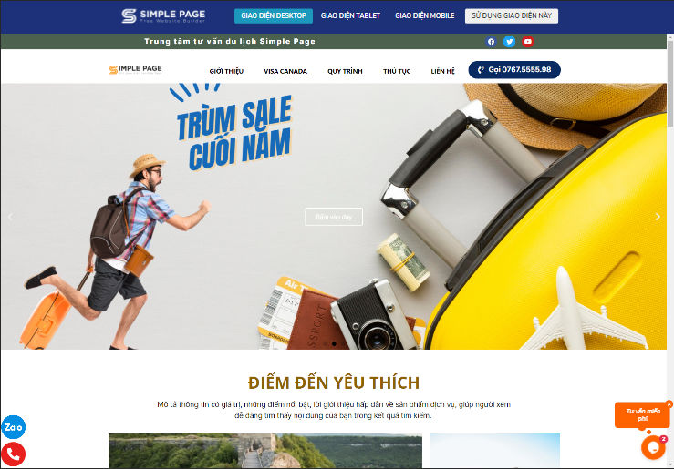 landing page du lịch - Hình 2