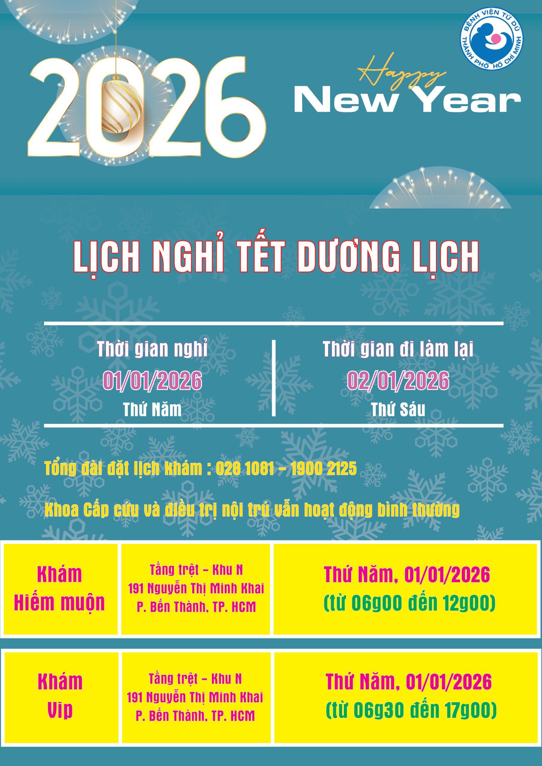 lịch nghỉ tết bệnh viện từ dũ - Hình 4