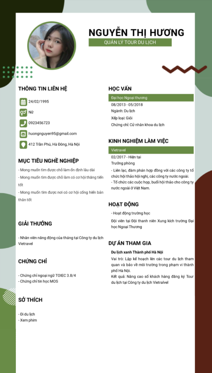 mẫu cv xin việc ngành du lịch - Hình 2