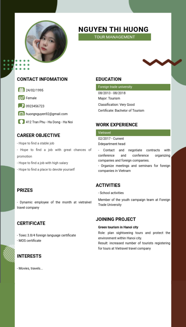 mẫu cv xin việc ngành du lịch - Hình 4