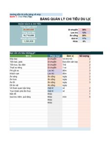 mẫu excel chi phí du lịch