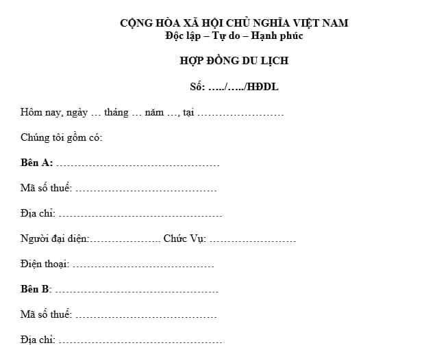 mẫu hợp đồng tour du lịch trong nước - Hình 5