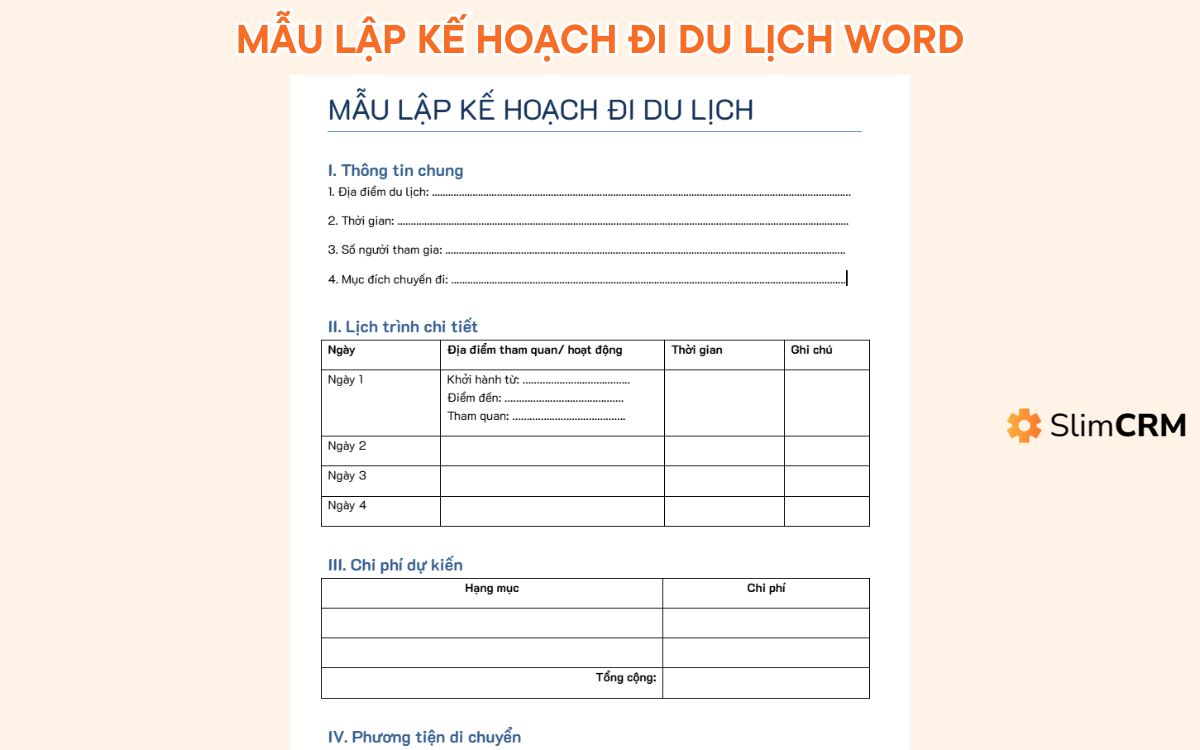 mẫu kế hoạch đi tham quan du lịch - Hình 4