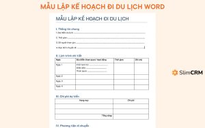 mẫu lập kế hoạch đi du lịch word