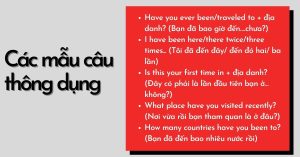 những câu hỏi về du lịch bằng tiếng anh