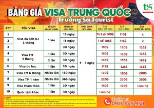 phí visa du lịch trung quốc