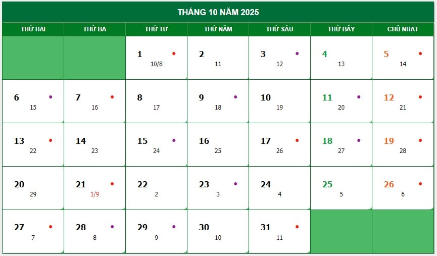 tháng 10 âm lịch 2025 đủ hay thiếu - Hình 2