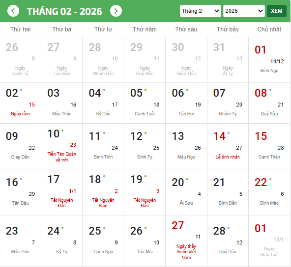 tháng 2 âm lịch 2026 đủ hay thiếu - Hình 4