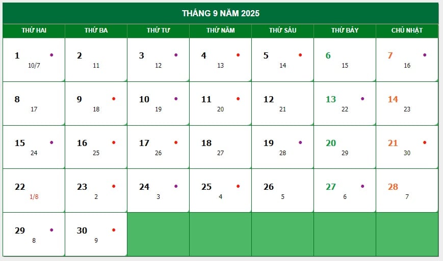 tháng 9 âm lịch năm 2025 đủ hay thiếu - Hình 2